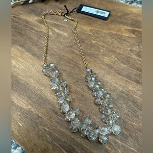 Ann Taylor Beaded Clear Crystal Necklace with Gold Tone Chain
